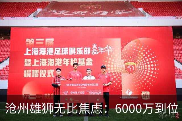 沧州雄狮无比焦虑：6000万到位 准入陷入僵局？